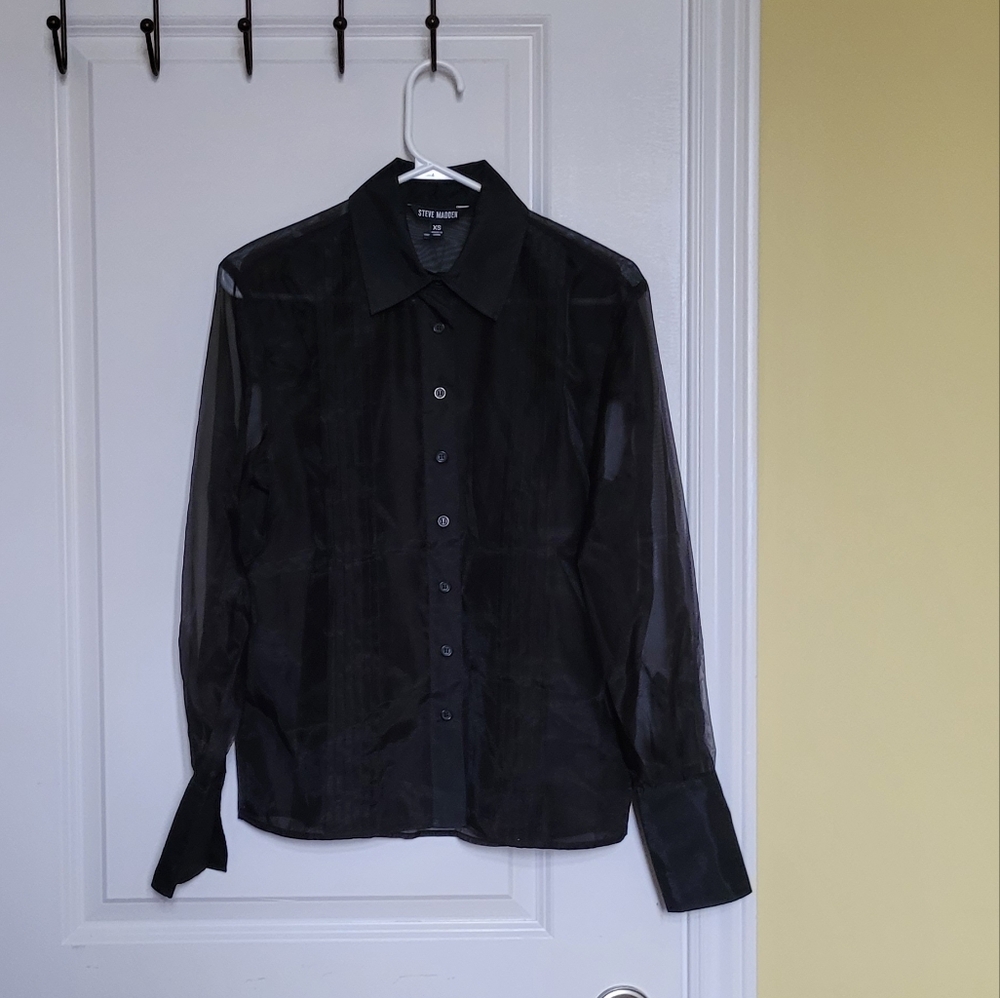 Steve Madden blouse sheer black Eleanor whimsigoth extra small new with tags NWT